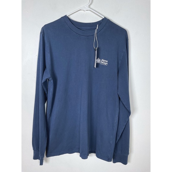 Alpine Design Men's Mad Hike LS Graphic Tee Vintage Blue Crew Neck Small - Picture 1 of 8